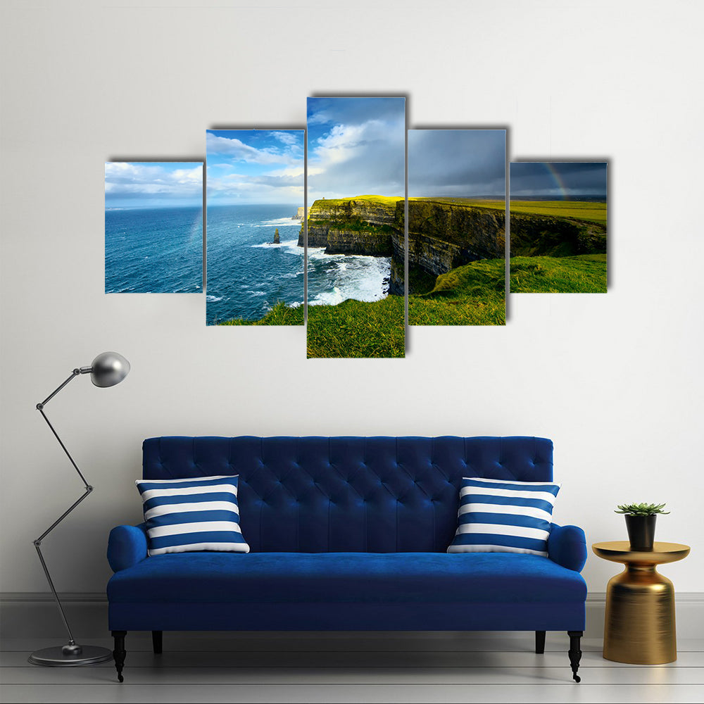 Rainbow above Cliffs of Moher Ireland Multi Panel Canvas Wall Art