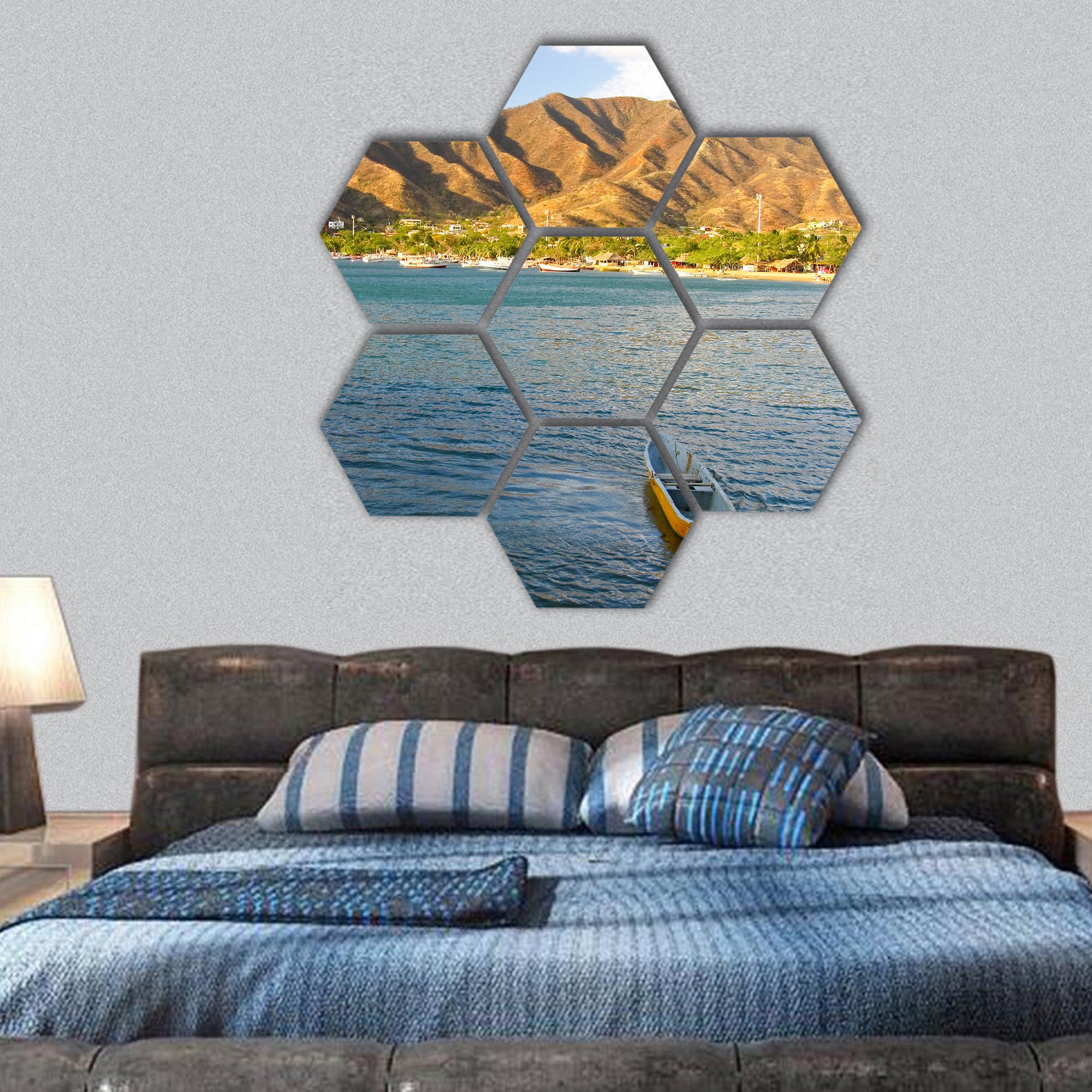 Taganga bay, Colombia hexagonal canvas wall art