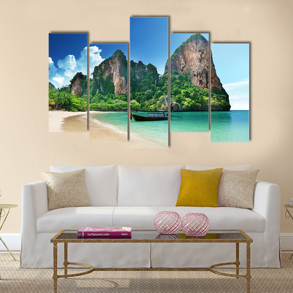 The Railay Beach In Krabi Thailand Multi Panel Canvas Wall Art
