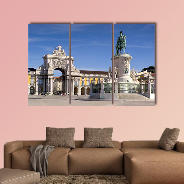 Plaza do comercio, Lisbon Portugal multi panel canvas wall art