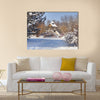 Snow-covered trees in the city park Multi panel canvas wall art