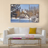 Snow-covered trees in the city park Multi panel canvas wall art