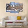 Snow-covered trees in the city park Multi panel canvas wall art