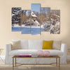 Snow-covered trees in the city park Multi panel canvas wall art