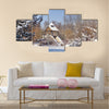 Snow-covered trees in the city park Multi panel canvas wall art