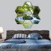 River and shaft beam of light hexagonal canvas wall art