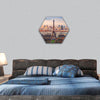 Aerial view of Paris at sunset hexagonal canvas wall art