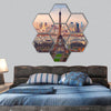 Aerial view of Paris at sunset hexagonal canvas wall art