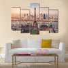 Aerial view of Paris at sunset Multi panel canvas wall art