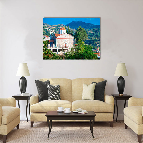 The old Church in Troodos Mountains, Cyprus Multi Panel Canvas Wall Art