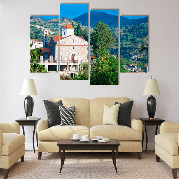 The old Church in Troodos Mountains, Cyprus Multi Panel Canvas Wall Art