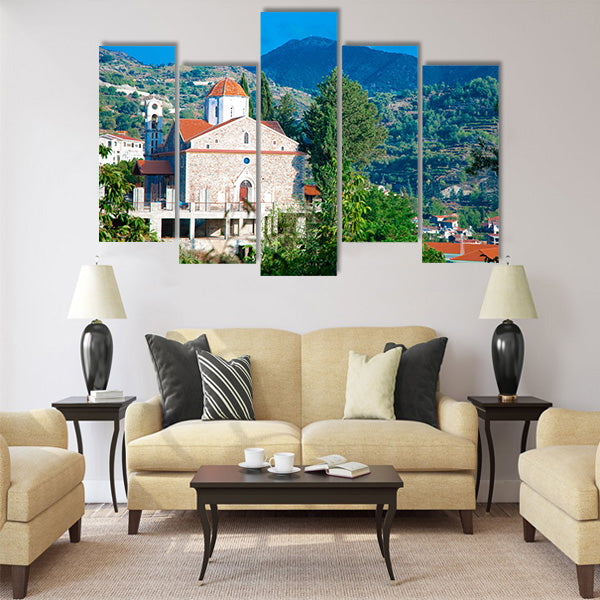 The old Church in Troodos Mountains, Cyprus Multi Panel Canvas Wall Art