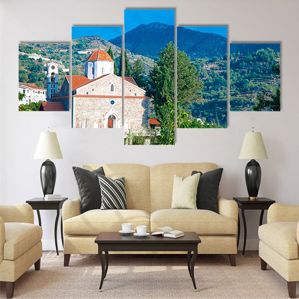 The old Church in Troodos Mountains, Cyprus Multi Panel Canvas Wall Art