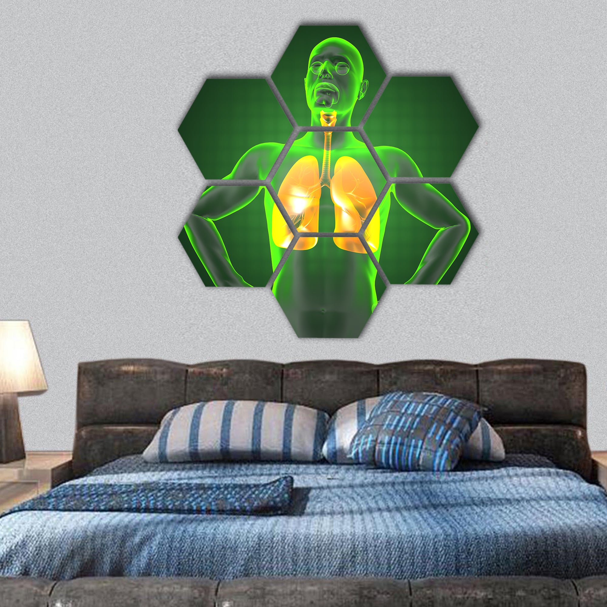 Human chest radiography hexagonal canvas wall art