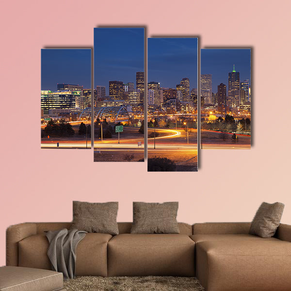 Denver Skyline, the Image of Denver Skyline multi panel canvas wall art
