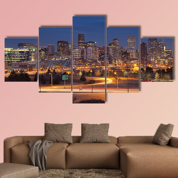 Denver Skyline, the Image of Denver Skyline multi panel canvas wall art
