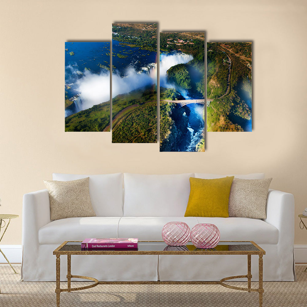 Zambia and Zimbabwe Victoria Falls or is the widest waterfall in the world Multi panel canvas wall art