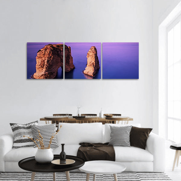 Rawsha rock ,coastline of Mediterranean sea landscape panoramic canvas wall art