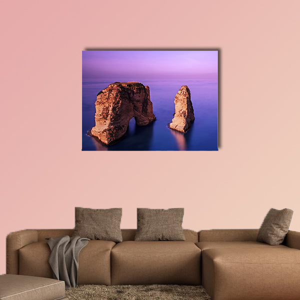 Picture of Rawsha rock on beautiful purple sunset multi panel canvas wall art