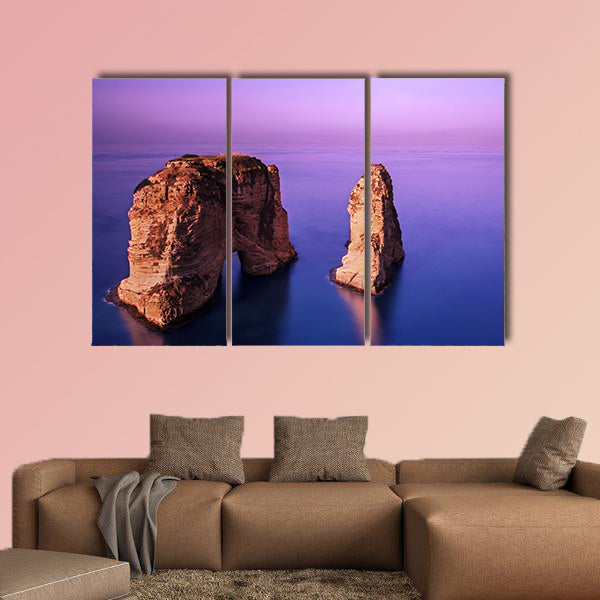 Picture of Rawsha rock on beautiful purple sunset multi panel canvas wall art