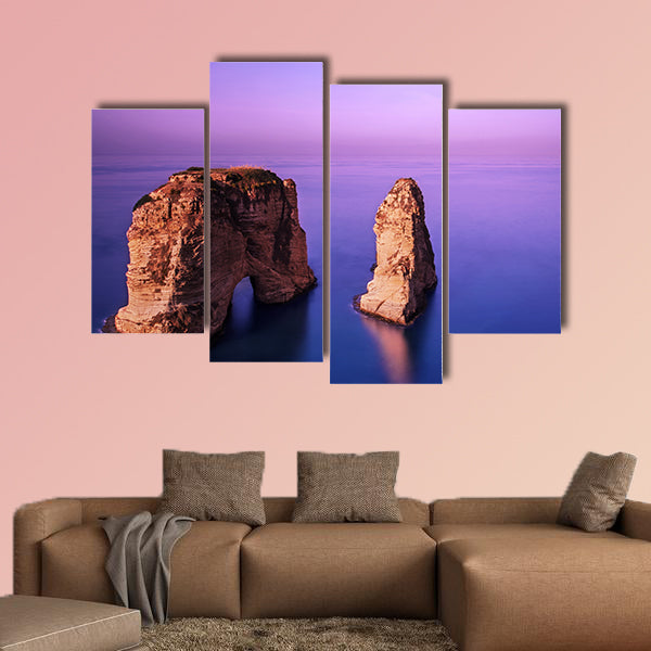 Picture of Rawsha rock on beautiful purple sunset multi panel canvas wall art