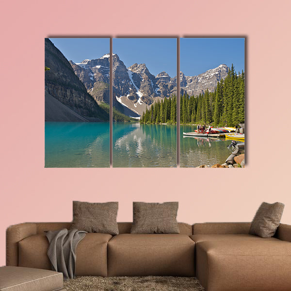 Moraine Lake in Banff National Park and Canoes, AB, Canada wall art