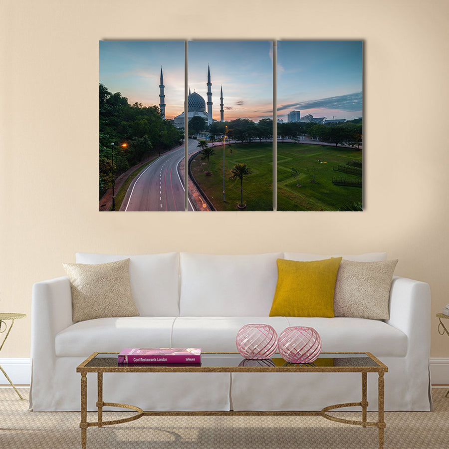 Sunrise-blue mosque shah alam multi panel canvas wall art