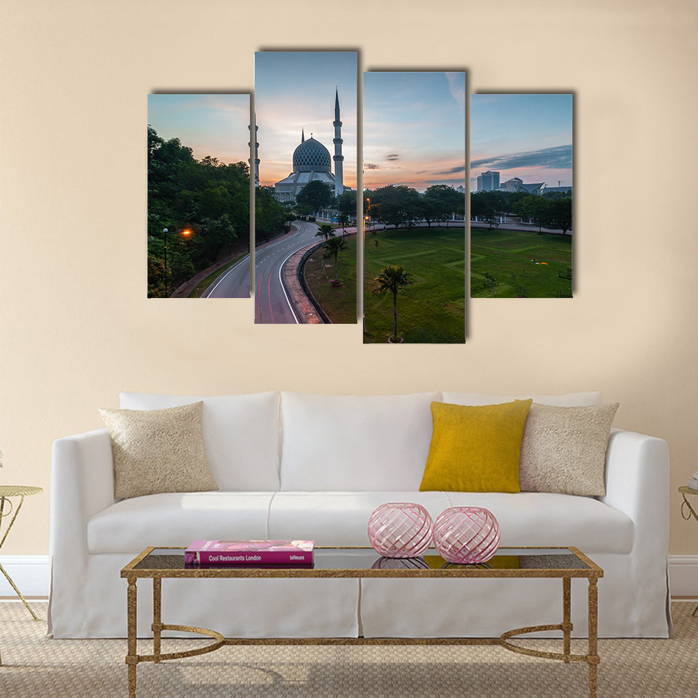 Sunrise-blue mosque shah alam multi panel canvas wall art