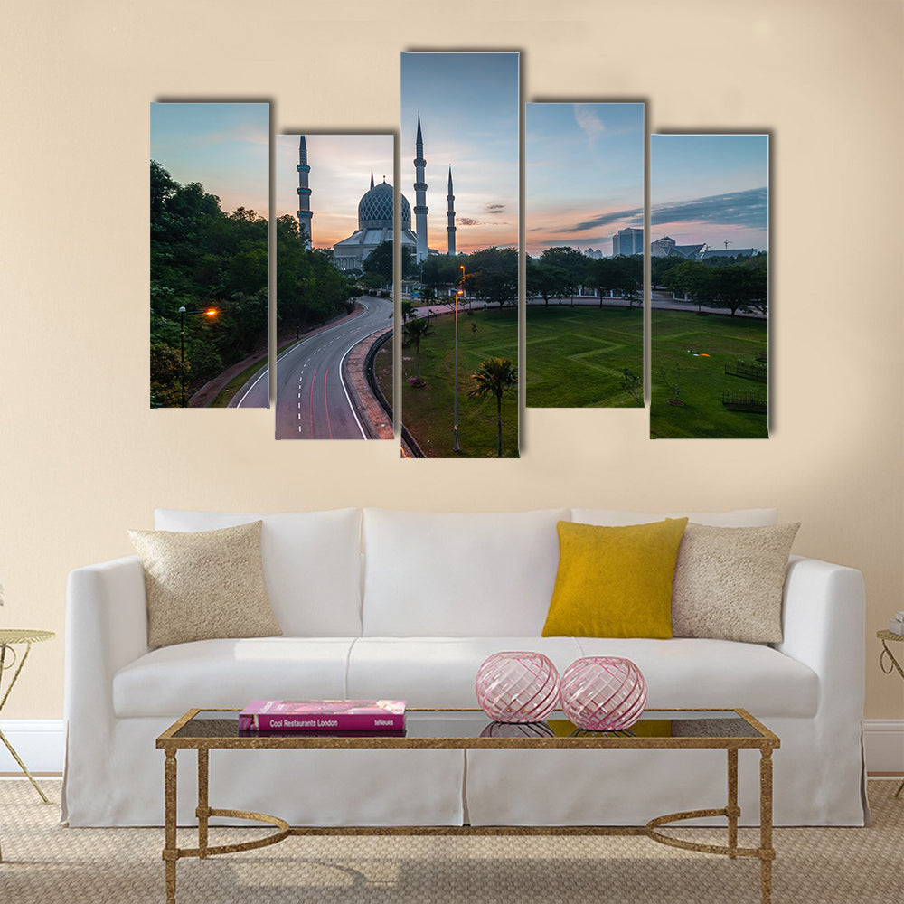 Sunrise-blue mosque shah alam multi panel canvas wall art