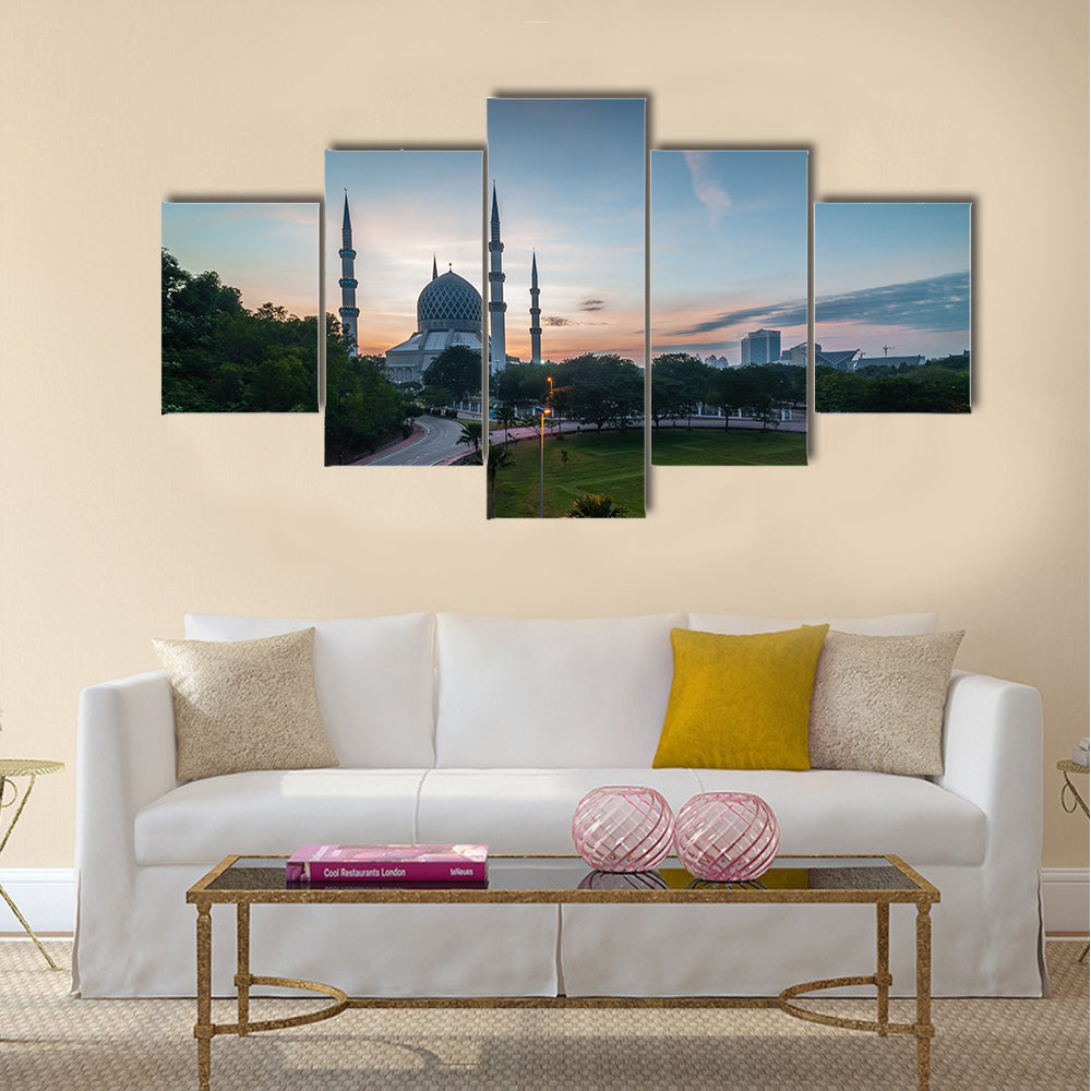 Sunrise-blue mosque shah alam multi panel canvas wall art