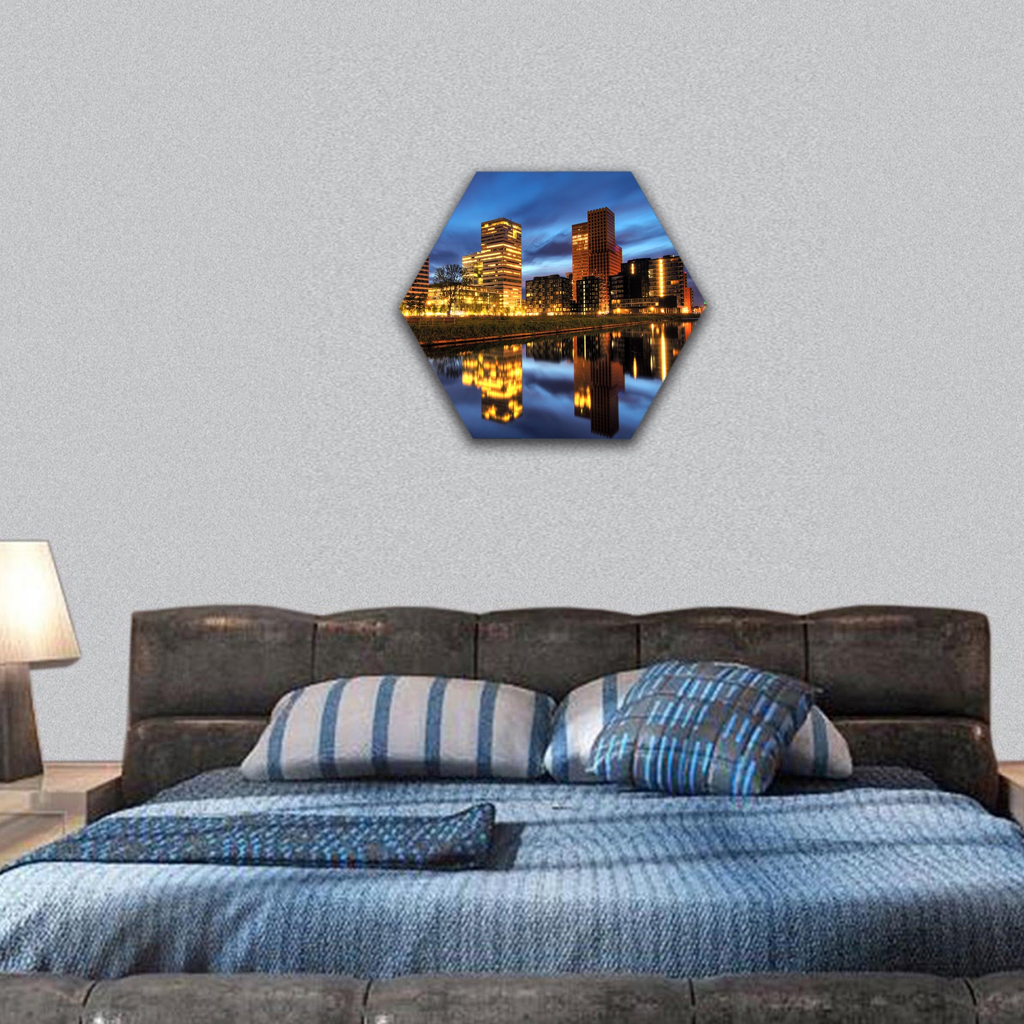 office buildings in the south of Amsterdam hexagonal canvas wall art