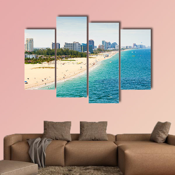 Aerial view of Fort Lauderdale Beach Multi panel canvas wall art