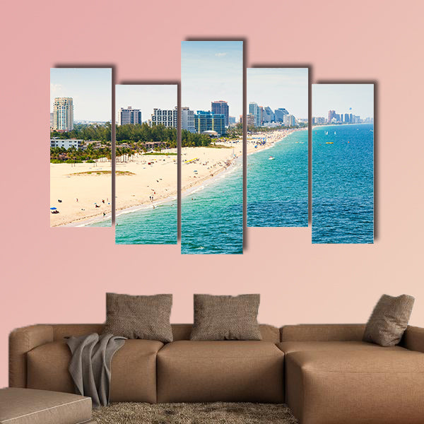 Aerial view of Fort Lauderdale Beach Multi panel canvas wall art