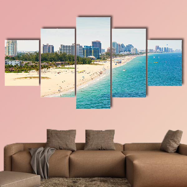 Aerial view of Fort Lauderdale Beach Multi panel canvas wall art