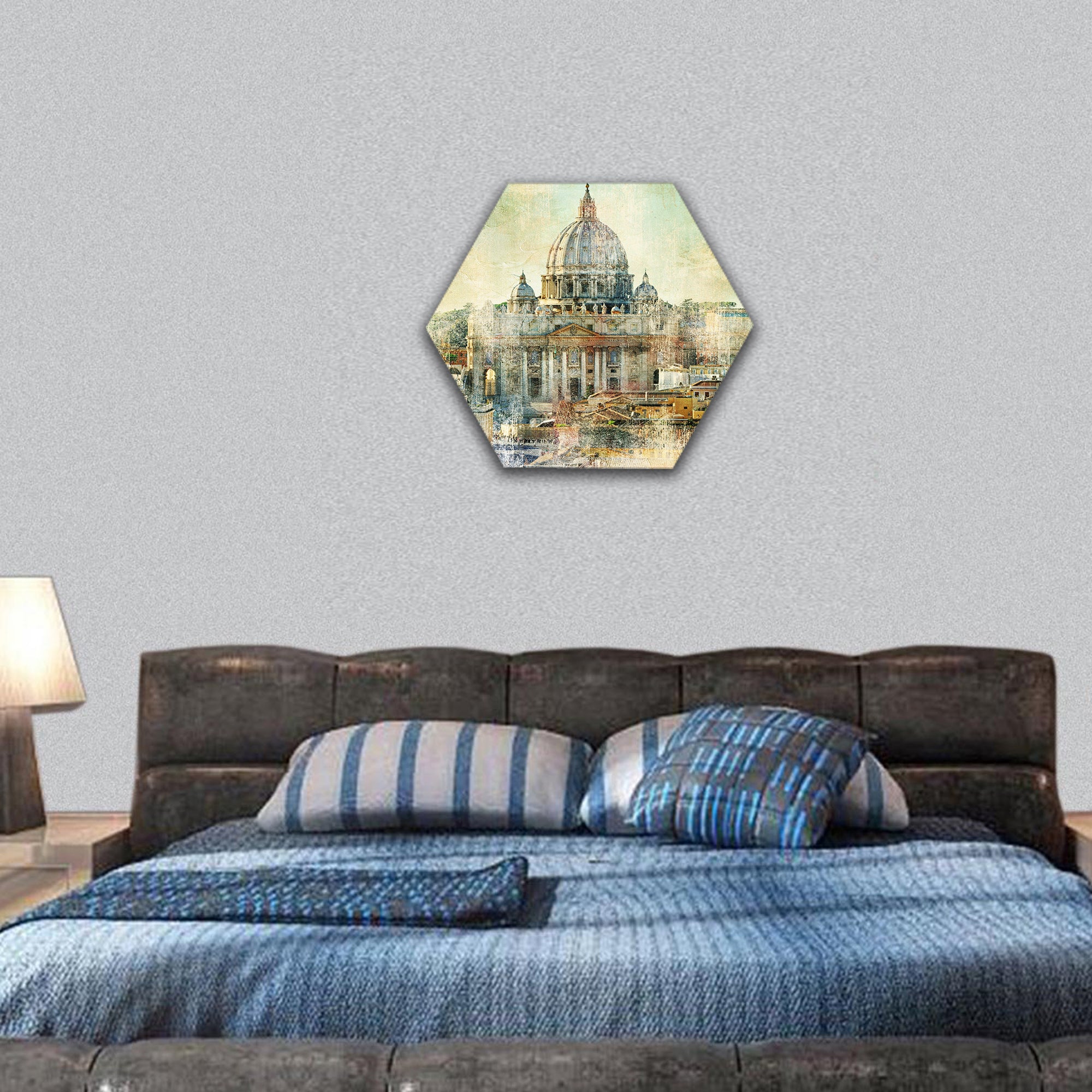 st Pietro, Vatican - artwork in painting style hexagonal canvas wall art