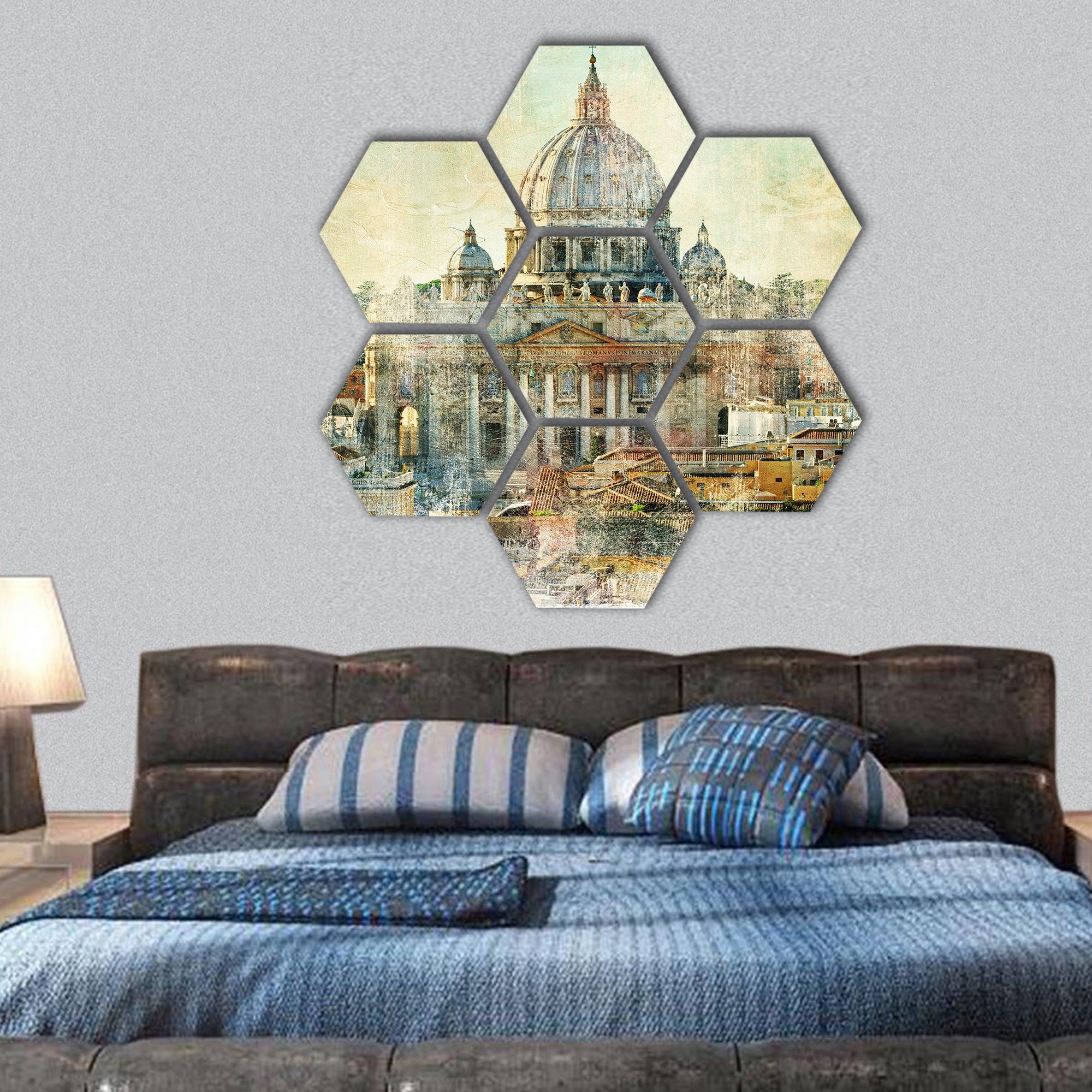st Pietro, Vatican - artwork in painting style hexagonal canvas wall art