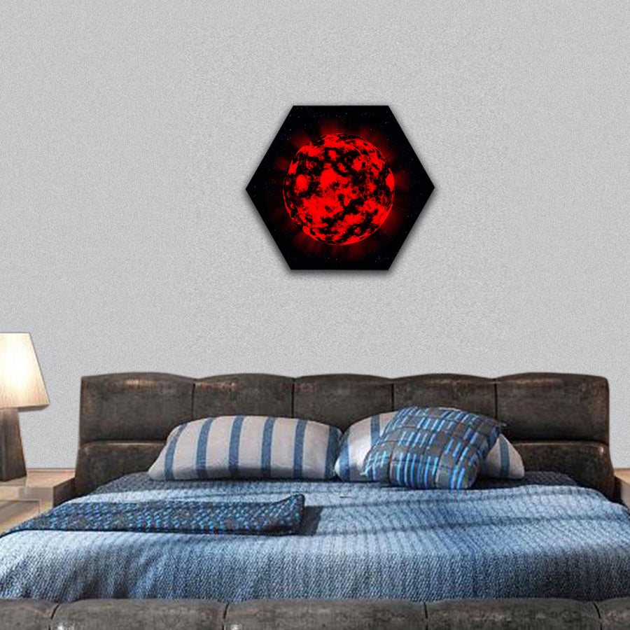 EXPLOSION in deep space hexagonal canvas wall art