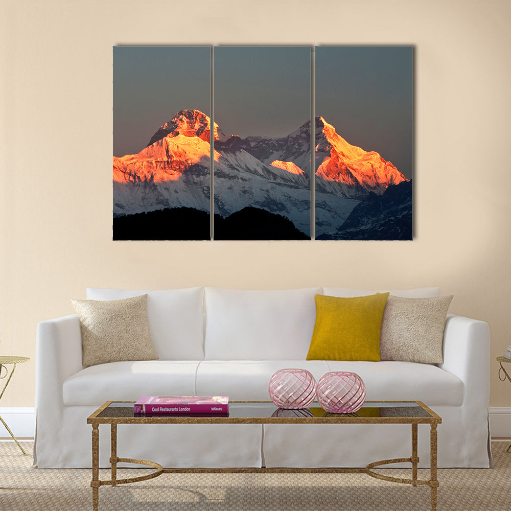 Mountain Nanda Devi during early sunrise multi panel canvas wall art