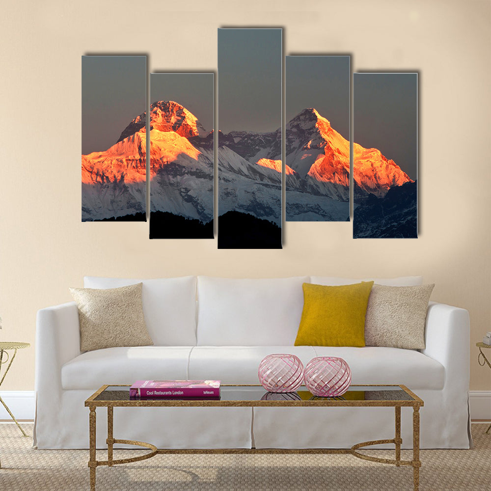 Mountain Nanda Devi during early sunrise multi panel canvas wall art