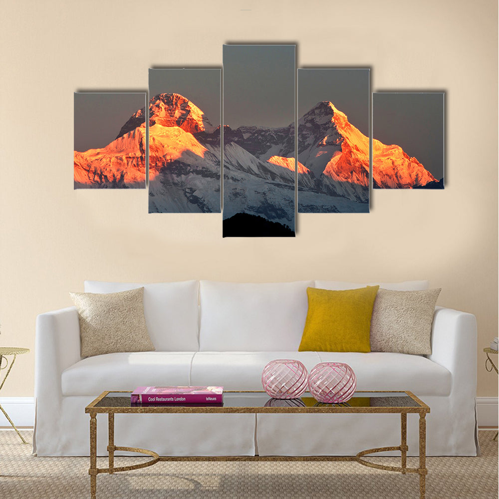 Mountain Nanda Devi during early sunrise multi panel canvas wall art