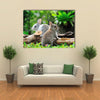 Two Rabbits Bunny In The Garden Multi Panel Canvas Wall Art