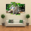 Two Rabbits Bunny In The Garden Multi Panel Canvas Wall Art