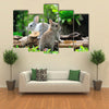 Two Rabbits Bunny In The Garden Multi Panel Canvas Wall Art