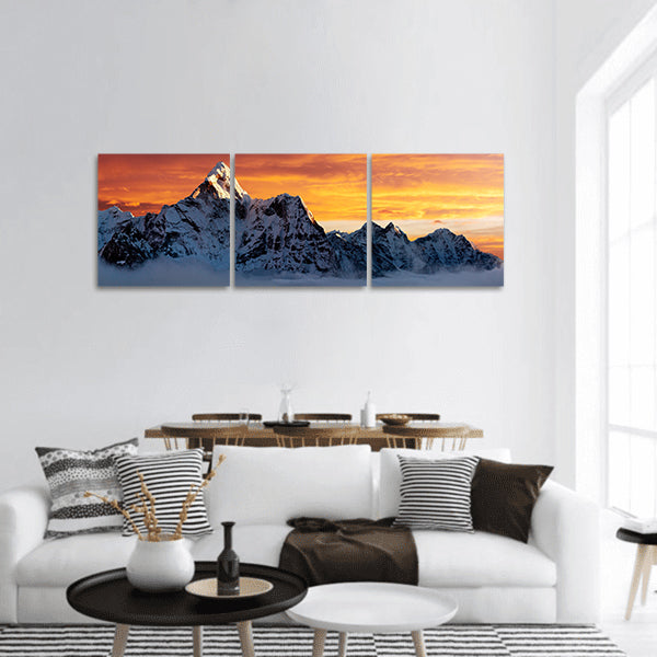 Evening view of Ama Dablam on way to Everest Base Camp panoramic canvas wall art