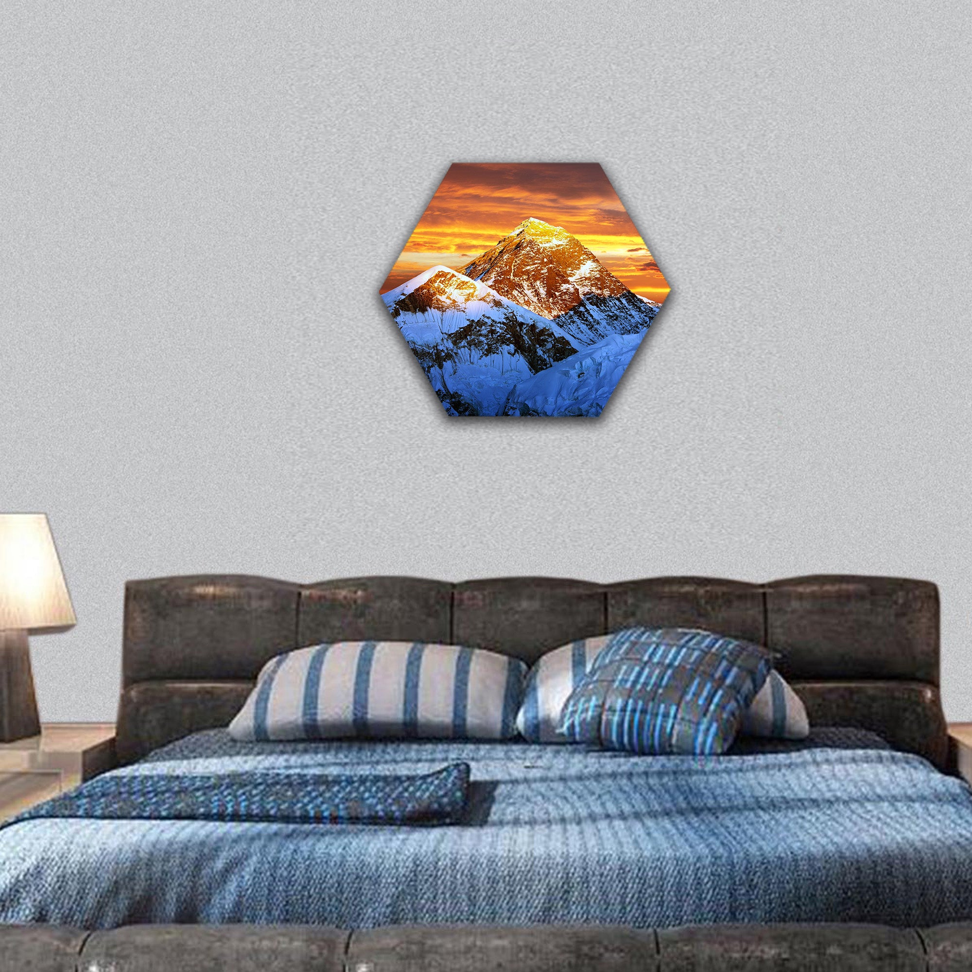 view of Everest from Kala Patthar hexagonal canvas wall art