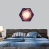 Spiral galaxy in space with stars hexagonal canvas wall art