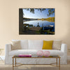 Beautiful scenic view of autumn lake frame Sweden multi panel canvas wall art