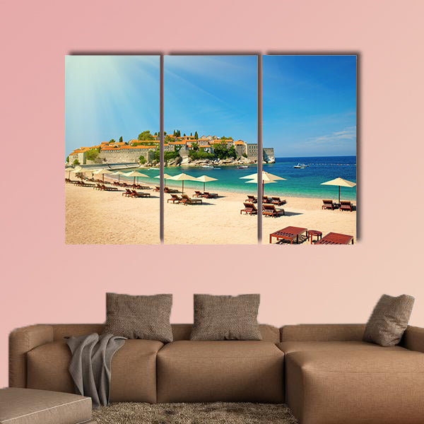Canvas chairs on the beach multi panel canvas wall art