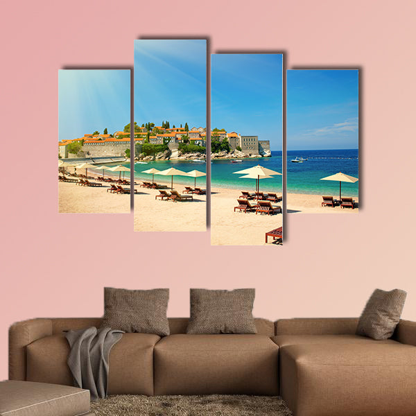 Canvas chairs on the beach multi panel canvas wall art