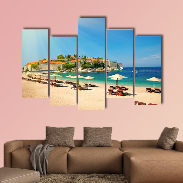 Canvas chairs on the beach multi panel canvas wall art